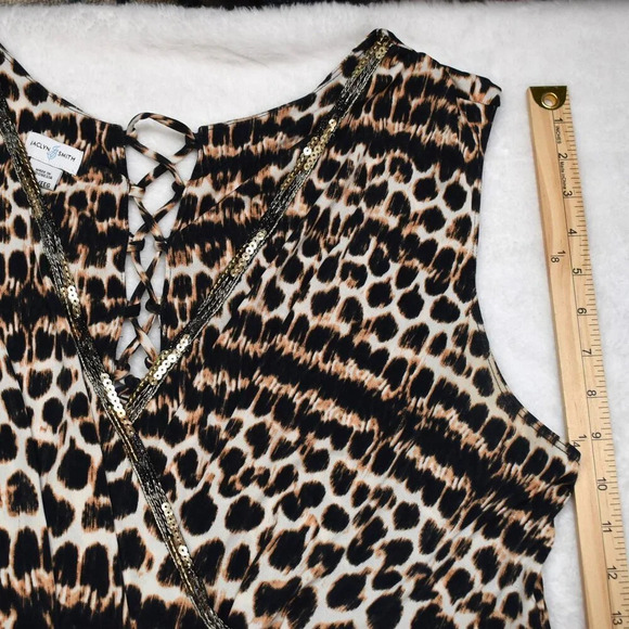 Jaclyn Smith Leopard Maxi Dress Sz XXL Plus Size Faux Wrap Animal Stretch Boho - Picture 13 of 16